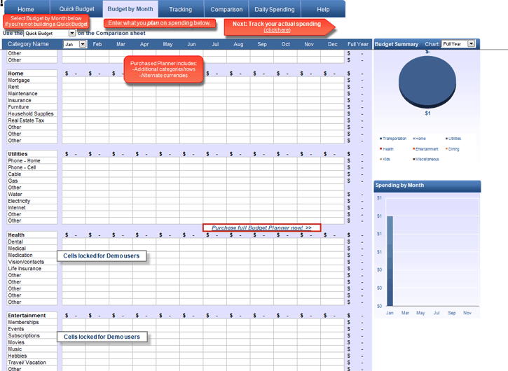 Budget Planner Excel Budget Spreadsheet