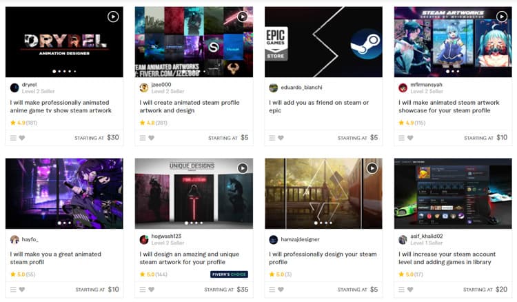 Fiverr Steam gigs