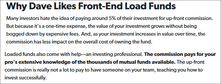 Dave Ramsey Front Load Funds