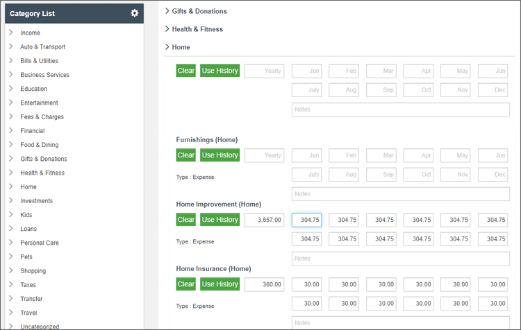 CountAbout Budget Screen