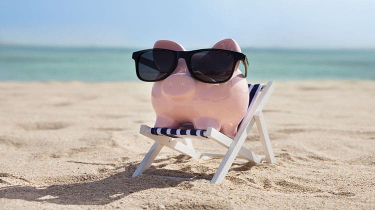 piggy bank on beach