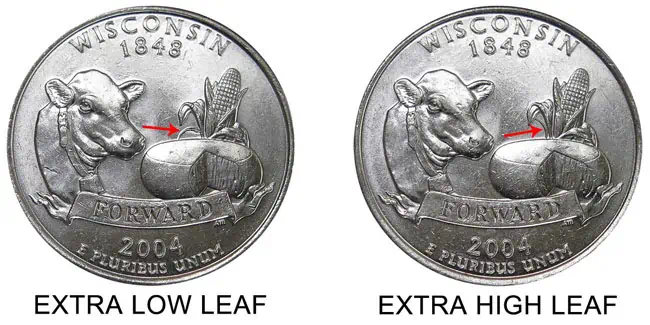 2004-d wisconsin quarter extra leaf