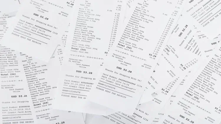 shopping receipts