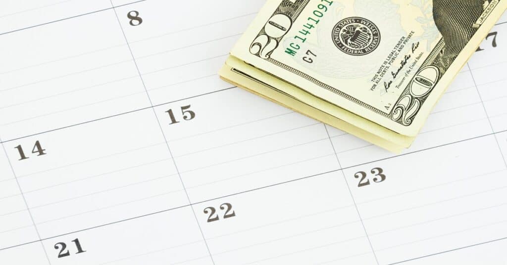 calendar with money
