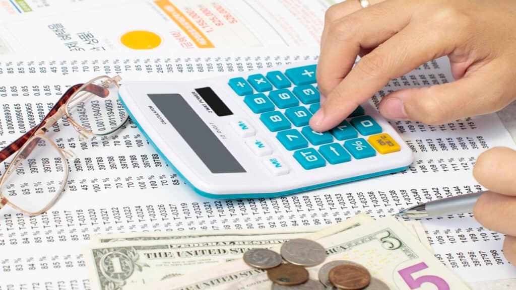man with calculator