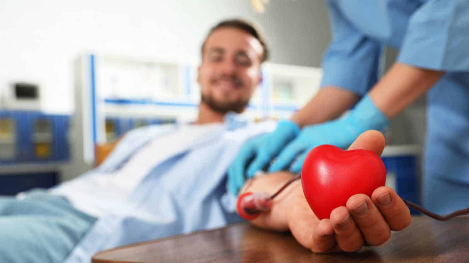 Young Man donating blood/plasma