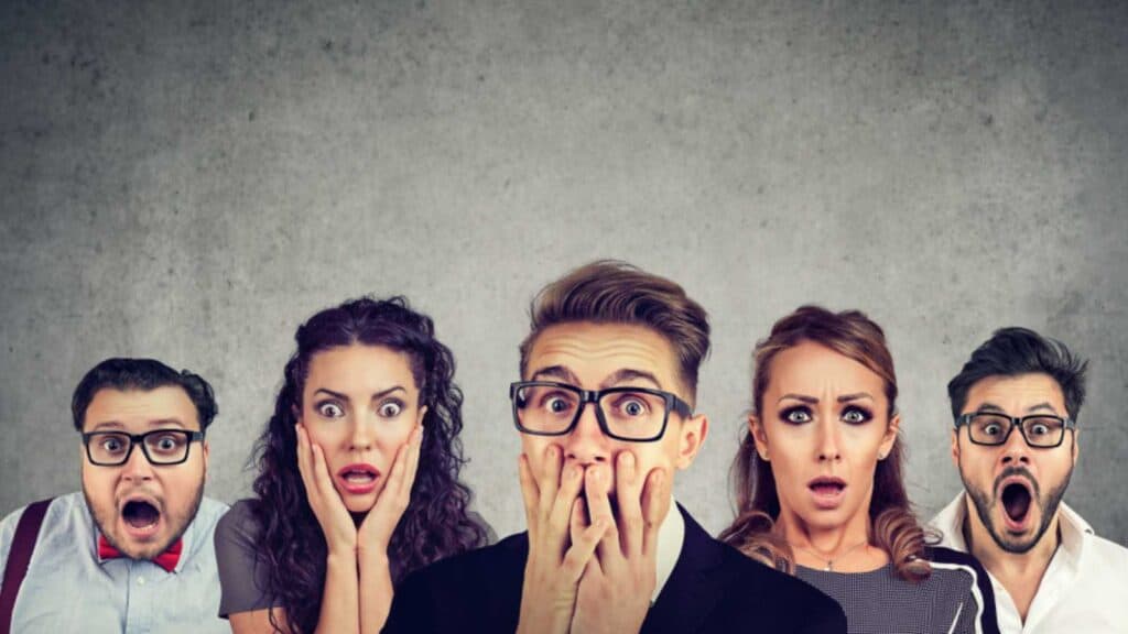 Group of people shocked