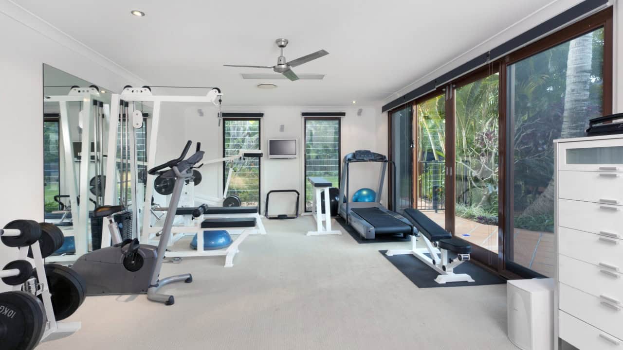 Private gym, exercise equipment at home