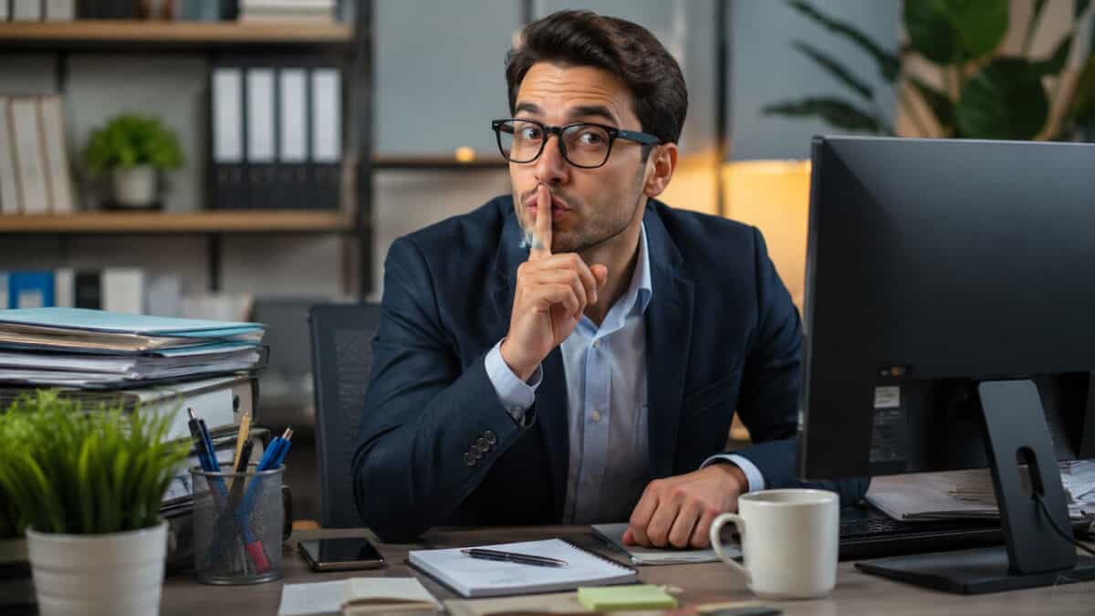 man-pretending-to-work
